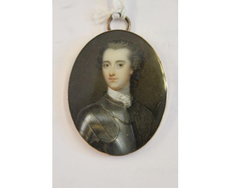 17th / 18th Century English school, watercolour portrait miniature of the Duke of Hamilton wearing armour, 46mm x 36mm approx