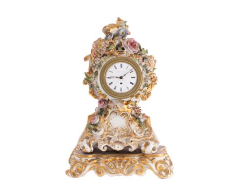 Charles à Paris and Jacob Petit a porcelain mantel clock the thirty-hour watch movement having a lever escapement with decora
