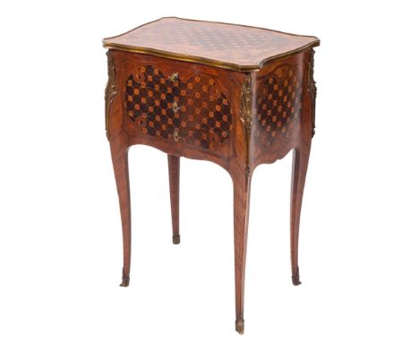 Paul Sormani (1817-1877) - A 19th-century French kingwood, parquetry and ormolu mounted petit commode; of serpentine outline,
