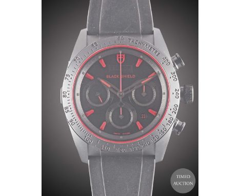 A GENTLEMAN'S BLACK CERAMIC ROLEX TUDOR FASTRIDER BLACK SHIELD CHRONOGRAPH WRIST WATCH
CIRCA 2014, REF. 42000CR WITH TUDOR BO
