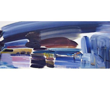 After Ivon Hitchens (1893-1979) - Abstract study, textured print on canvas, 43 x 104cm, framed 