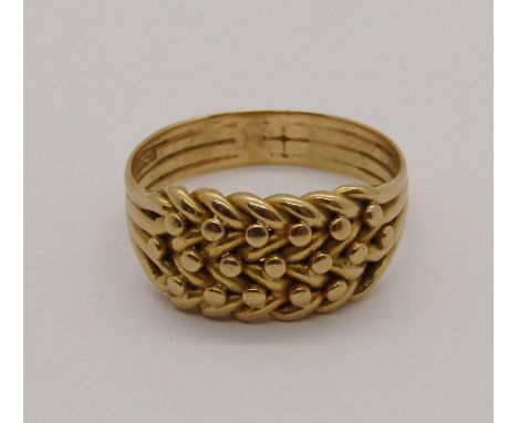 Antique 18ct keeper ring, size T/U, 6.2g 