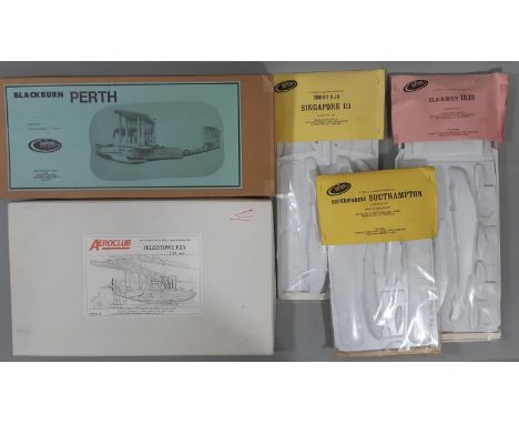 5 model aircraft vacuform type kits by Contrail and Aeroclub, all 1:72 scale models of flying boats from the inter-war period