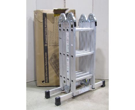 A Youngman multi-purpose folding ladder 4x3 together with a heavy duty 3 channel cable protector (2)