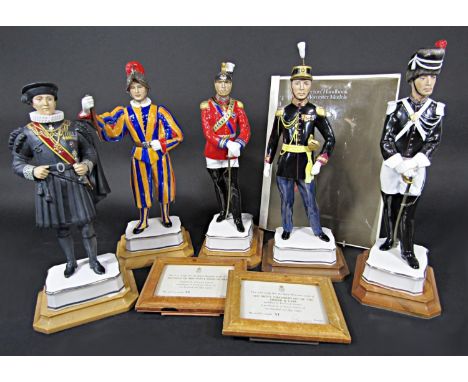 A set of five Royal Worcester limited edition figures from the Papal Guards series comprising The Privy Chamberlain of the Sw