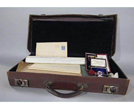 Masonic ephemera including an apron, various enamel medals, documents pertaining to himself 