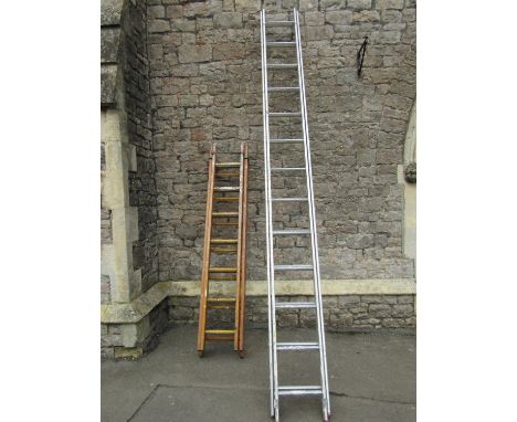 A Duraflex aluminium extension ladder, extending to 6.36 metres, together with a further wooden Ascenda Hexalad (2) 