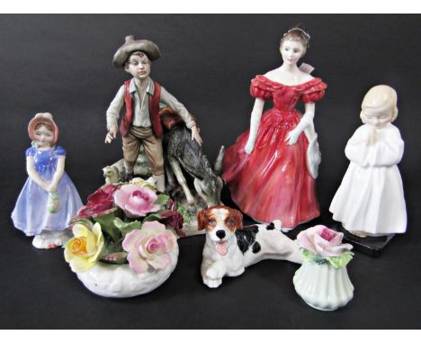 A collection of three Royal Doulton figures Winsome HN2220, Bedtime HN1978 and Ivy HN1768, together with a Royal Doulton mode