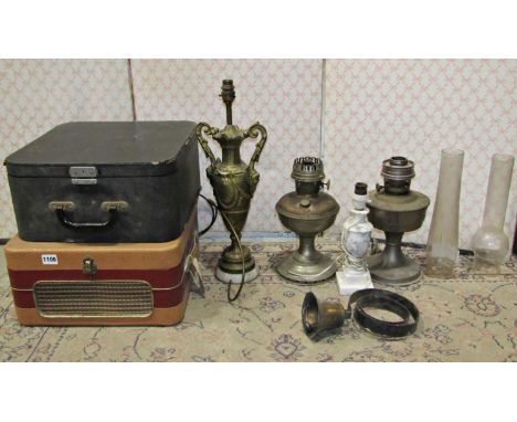 A vintage Bush cased mains record player with Garrard turntable, together with a cased portable Remington Quiet-Riter typewri