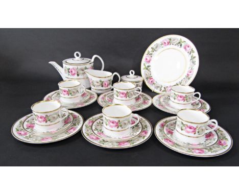 A collection of Royal Worcester Royal Garden pattern tea wares comprising tea pot, milk jug, covered sugar bowl, cake plate, 