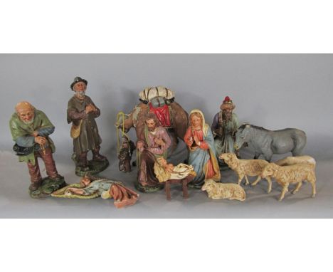 A vintage papier mache nativity set (AF) 