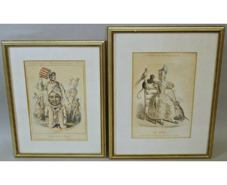 An early 19th century coloured caricature lithograph from the Grotesque Disguises series - White Dwars - Magote, dated 1829, 