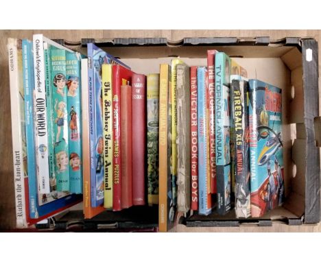 Box containing a collection of vintage children's annuals including Stingray, Popeye, etc (1) 