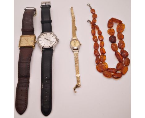 A Rotary quartz gent's wrist watch and an Omega automatic gent's wrist watch in stainless steel case, a gold plated ladies wr