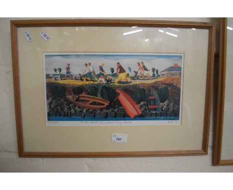 On the Bank, Burnham Overy Staithe, ltd ed print, 140/750, signed Lewis 95, f/g