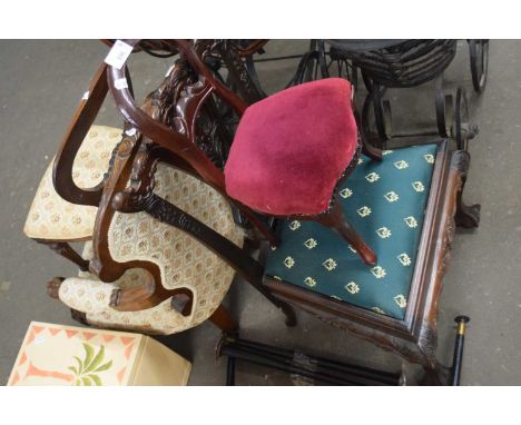 Reproduction Chippendale style dolls chair and two balloon back dolls chairs and a further dolls armchair (4)