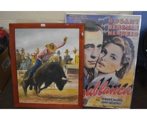 Reproduction Casablanca movie print together with a quantity of other pictures and prints