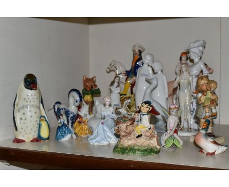 A COLLECTION OF CERAMIC FIGURINES to include a  Staffordshire figure of Tom King and Champion, a Beswick Special Edition A Ro