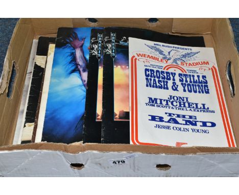 ONE BOX OF Twenty-Four ROCK MUSIC TOUR PROGAMMES, featuring Crosby, Stills Nash &amp; Young, Joni Mitchell, The Band at Wembl