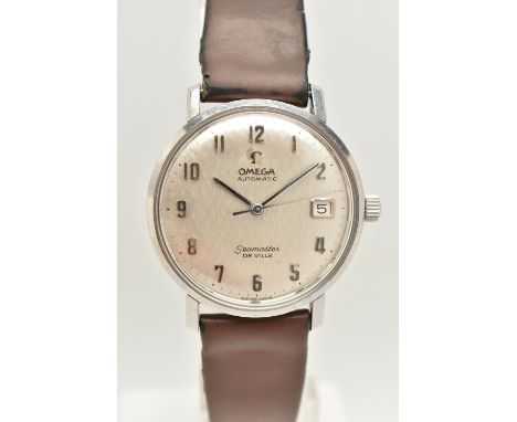 AN OMEGA SEAMASTER DE VILLE WRISTWATCH, the silver coloured dial, with silver coloured Arabic numerals, silver coloured hands