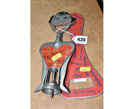 A CARLO GEMELLI 'LULU THE CORKSCREW' AND A VINTAGE BOTTLE OPENER, both pieces are Italian, the mid twentieth century 'Lulu' i