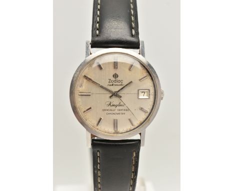 A GENTS 'ZODIAC' WRISTWATCH, automatic movement, round silvered dial signed 'Zodiac automatic, Kingline officially certified 