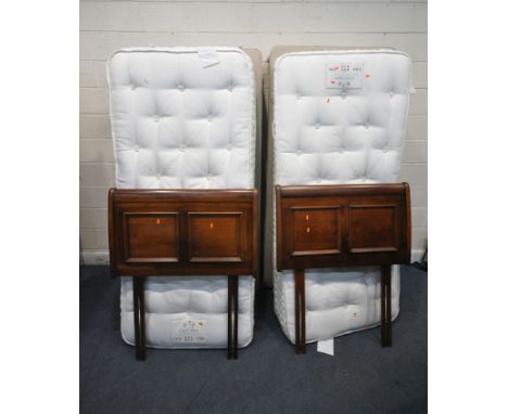 A PAIR OF BED TAILOR OPAL 5000 SINGLE DIVAN BEDS AND MATTRESSES, along with a pair of Willis and Gambier headboards (conditio