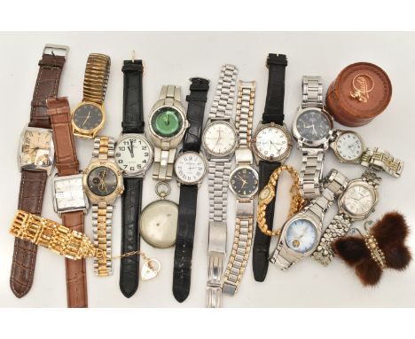 A COLLECTION OF WRISTWATCHES AND JEWELLERY, to include approximately fifteen watches to include Geneva, Lematic, Ascot, Seiko