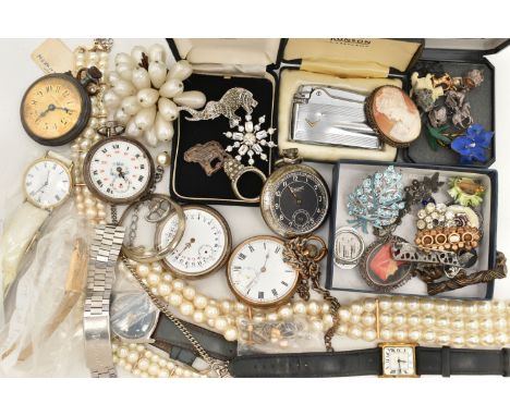 AN ASSORTMENT OF WATCHES AND JEWELLERY, to include four wristwatches, names to include Heloisa, Rotary and Seiko, four pocket