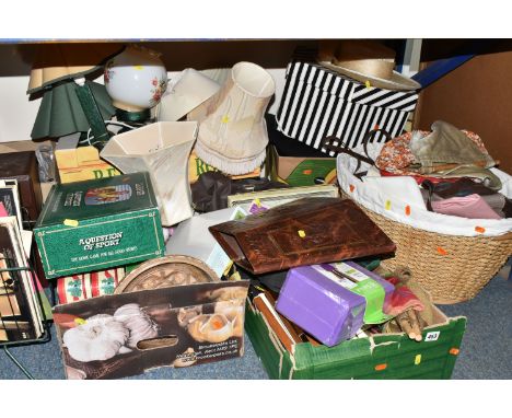 SEVEN BOXES AND LOOSE MISCELLANEOUS ITEMS to include a box of Christmas decorations comprising LED lights, a Christmas candle