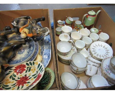 Two boxes of assorted china to include: a pretty tea set marked 'genuine Samurai china, Japan, hand painted, reg. no. 539405'