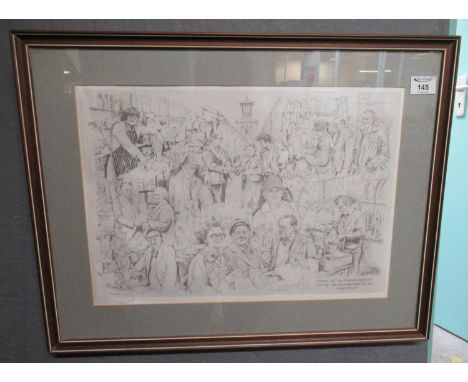 After Harvey Thomas (Carmarthen 20th Century), 'Last Day old Carmarthen market 1846-1980', limited edition monochrome print s