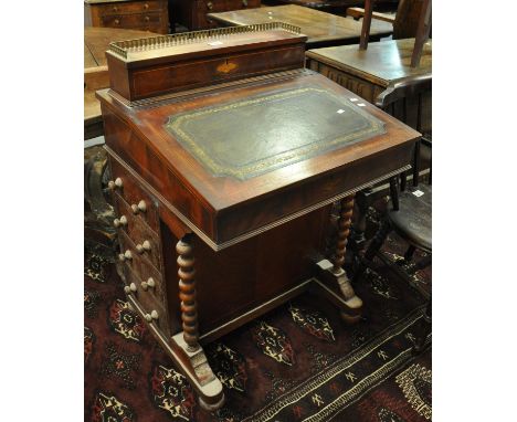 Edwardian style mahogany inlaid Davenport desk. (B.P. 21% + VAT)&nbsp;It may be early 20th century. Good condition once clean