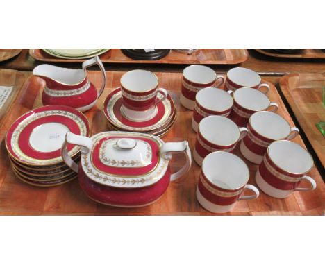 Maroon and gilt Spode part coffee service. (B.P. 21% + VAT)No obvious damage.