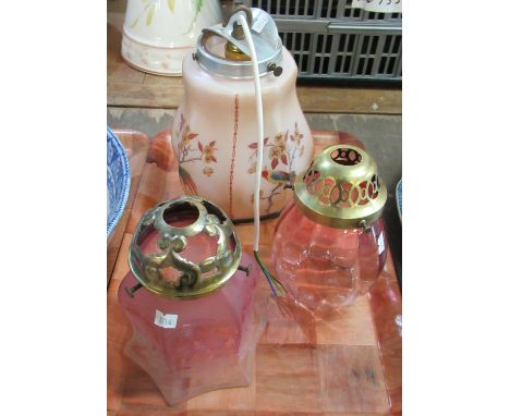 Three glass light shades.(B.P. 21% + VAT) 