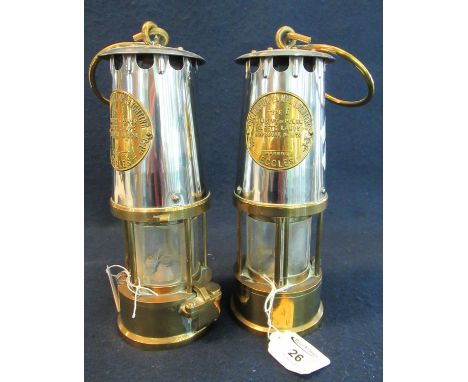Two similar 'The Projector Lamp and Lighting Company, Eccles', miner's lamps. Reproductions. (2) (B.P. 21% + VAT)&nbsp;Glass 