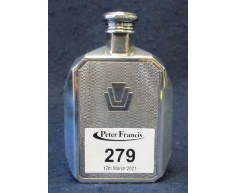 Art deco design silver plated, engine turned pocket hip flask.(B.P. 21% + VAT) 