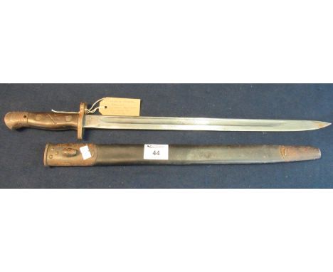 M1907 pattern bayonet without Quillon oil, hole to pommel, the scabbard marked 'D.J.Jenkins'. (B.P. 21% + VAT) No maker's mar