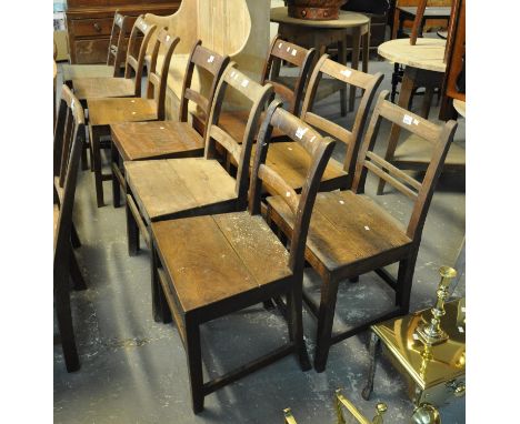 A collection of 19th Century Welsh oak farmhouse chairs to include; rail and bobbin back and bar back. (9) (B.P. 21% + VAT)&n