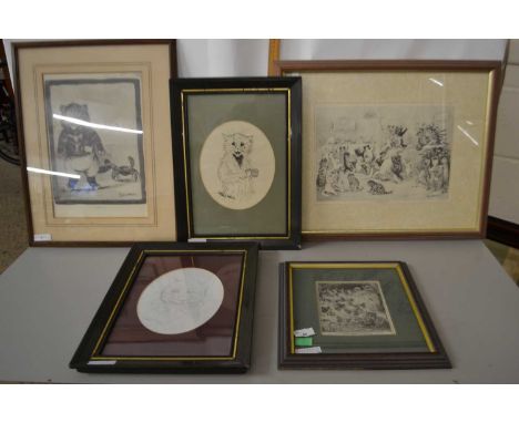 Group of five various prints and pictures after Louis Wain