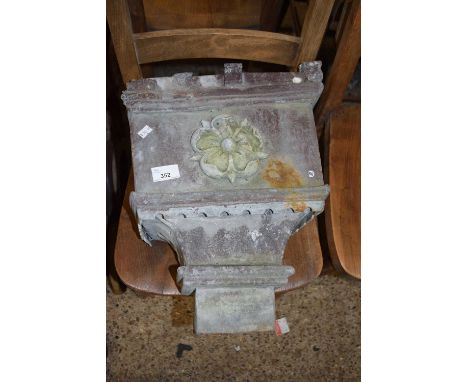 Lead gutter hopper with Tudor Rose decoration, 32cm wide