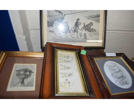 Group of four various mixed prints after Louis Wain