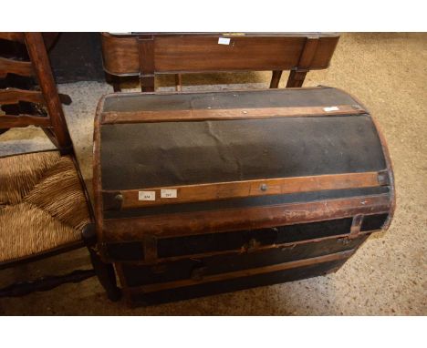 Vintage wooden framed dome top trunk