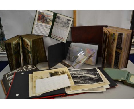Collection of various albums of postcards to include Military Aviation editions, various vintage Christmas greetings cards an