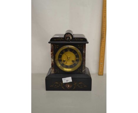 Victorian black slate cased mantel clock
