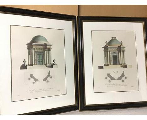 After W. Chambers, architectural prints, Domed Buildings (2) (each: 45cm x 34cm)
