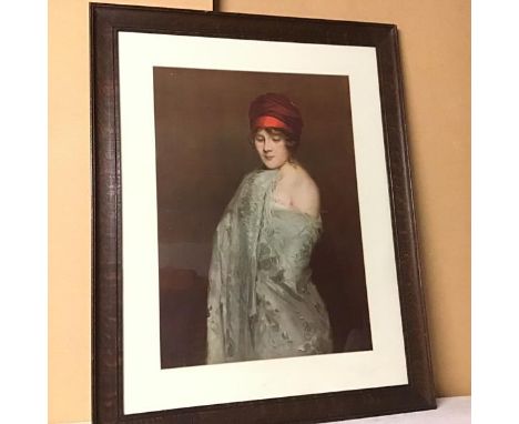 After Gabriel Nicolet, Lady in Red Turban, print (53cm x 38cm)