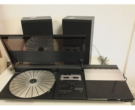 A Bang &amp; Olufsen BeoCenter 2200 turntable and cassette recorder (10cm x 74cm x 33cm) and two Beovox X25 speakers (3)