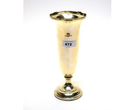 A silver vase, by Collingwood &amp; Sons Ltd, Birmingham 1912, with filled bases. 