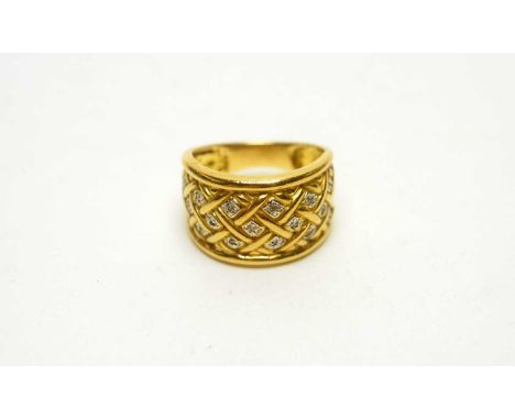 An 18ct yellow gold and diamond ring, of bombe form, ring size M, 7.2g gross.